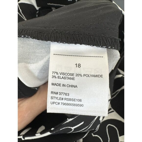 Rafaella Women's Plus 18 Stretch Pull On Shorts B&W Leaf Print NWT 9474 - Picture 7 of 10